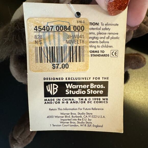 EUC Vintage Warner Bros. Taz with Stocking Bean Bag Peace on Earth 1998 W Tags - Picture 5 of 7